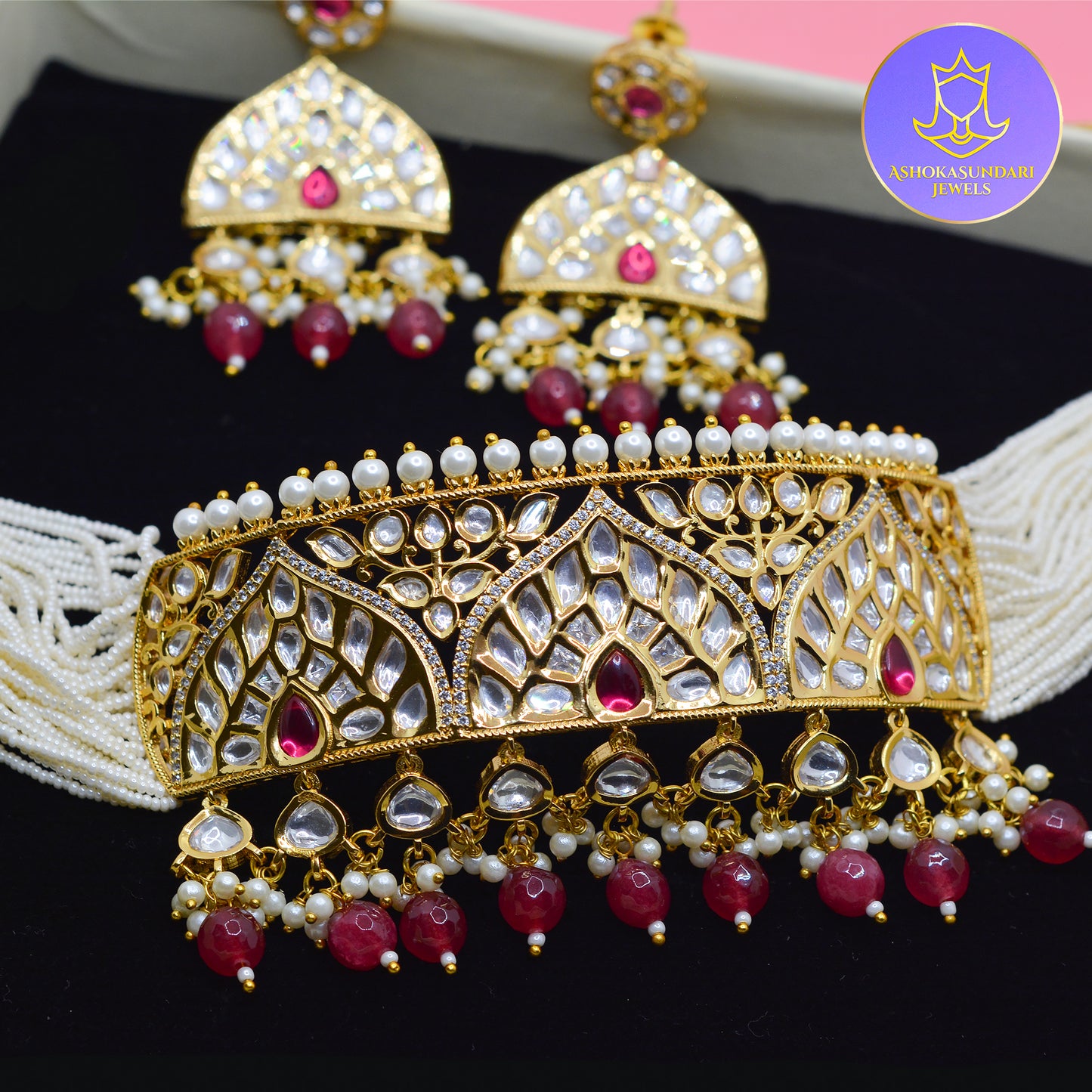 Royal Rajputi Gold Plated Uncut Polki Set