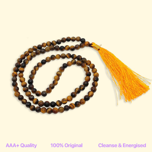 Tiger's Eye Crystal Chanting Mala for Meditation (108 Beads)