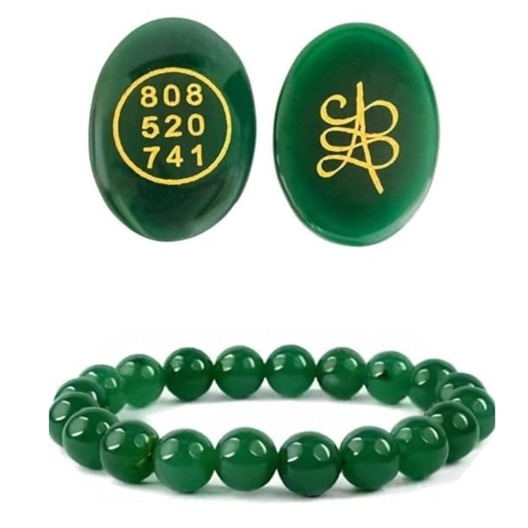 Green Aventurine 1 Zibu Coin + 1 Bracelet Combo