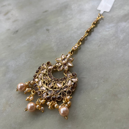 Sunheri Phool Maangtikka for Traditional Festive wear