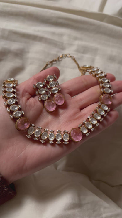 Lehra Pink Moissanite Polki Set