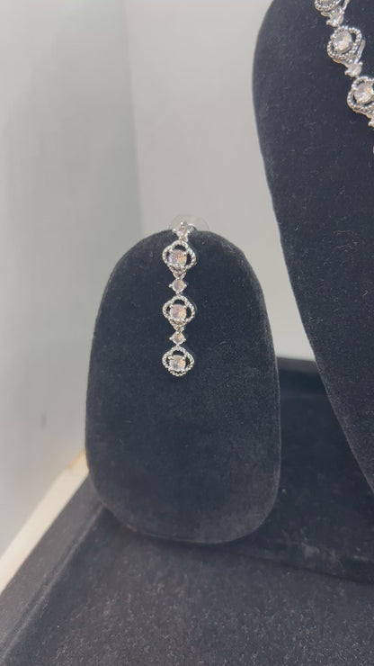 Flower Silver Diamond Single Line Anti Tarnish Set