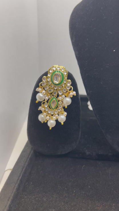 Green White Pearl Kundan Stone Choker Set