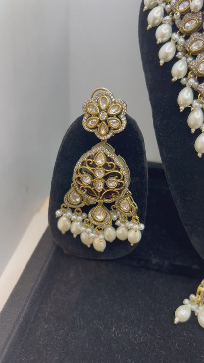 White Pearl Moissanite Nita Ambani Polki Set