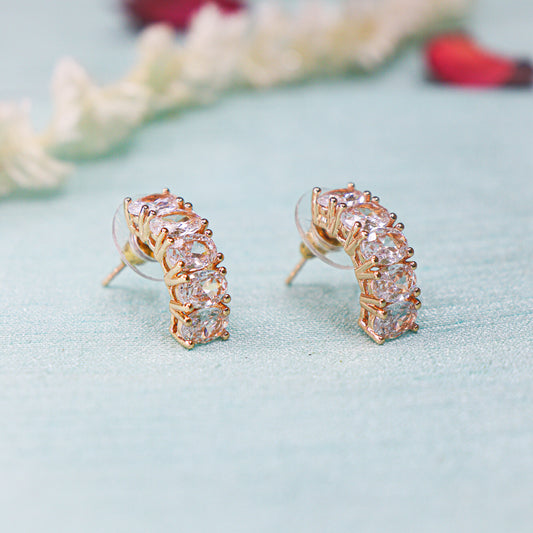 Suzette Rose Gold Stone Alloy Stud Earrings