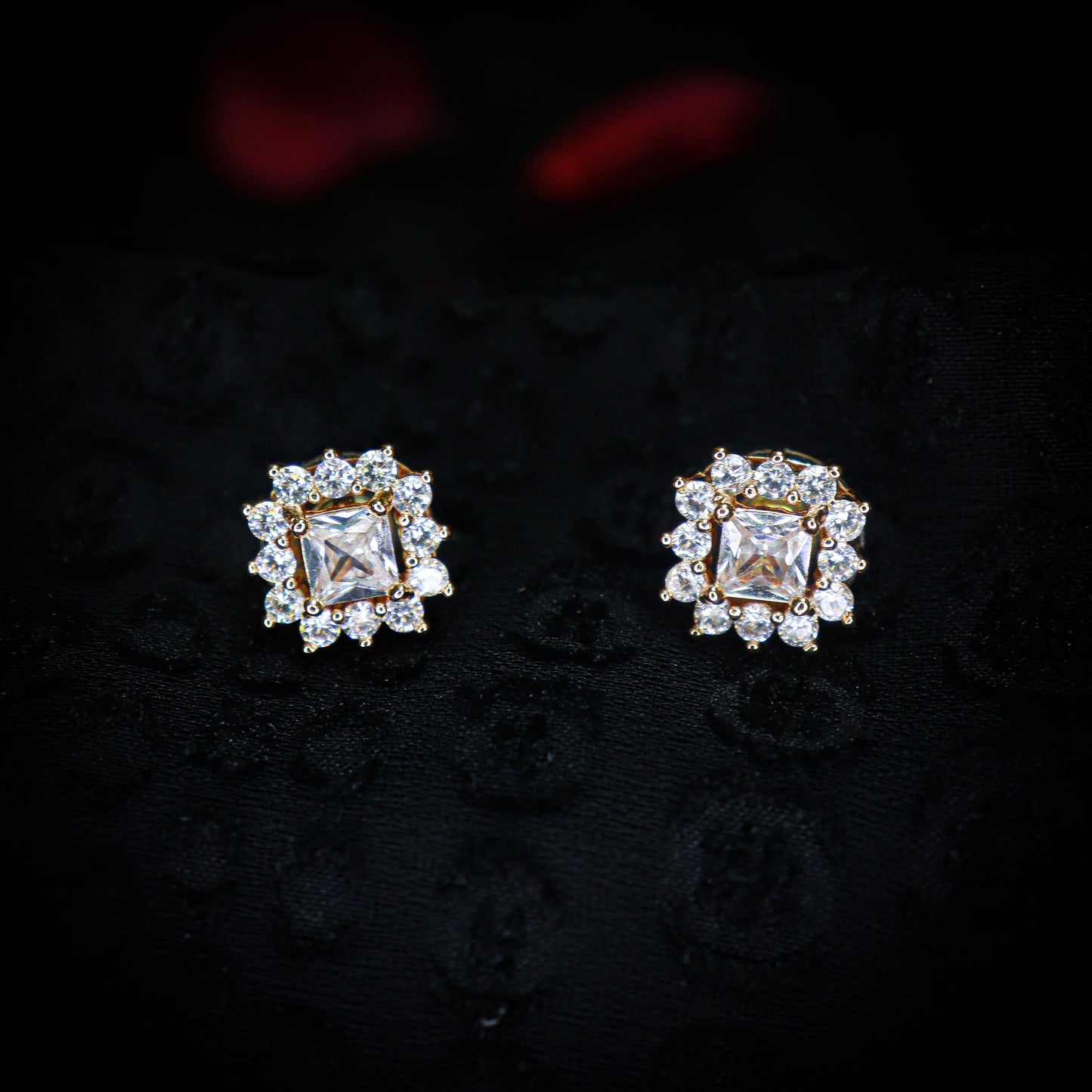 High Shine Rose Gold Fashion Zircon Stud Earrings