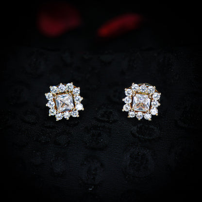 High Shine Rose Gold Fashion Zircon Stud Earrings