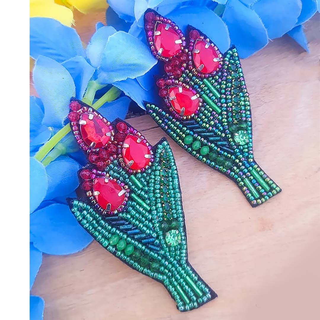 Floral Beaded Earrings
