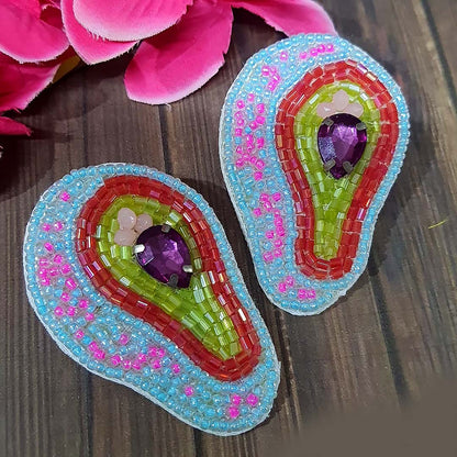 Avocado Passionfruit Beaded Earrings