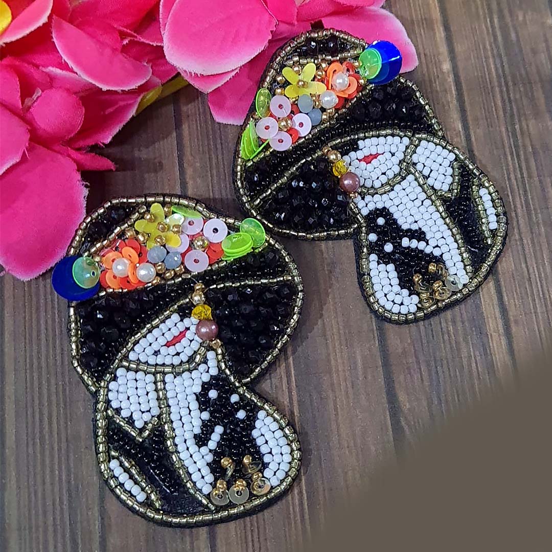 Stylish Woman Beaded Stud Earrings