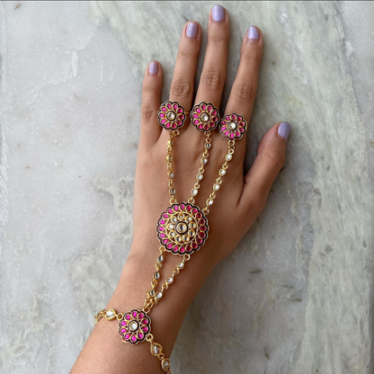 Floral Hathphool Hand Accessory Pair