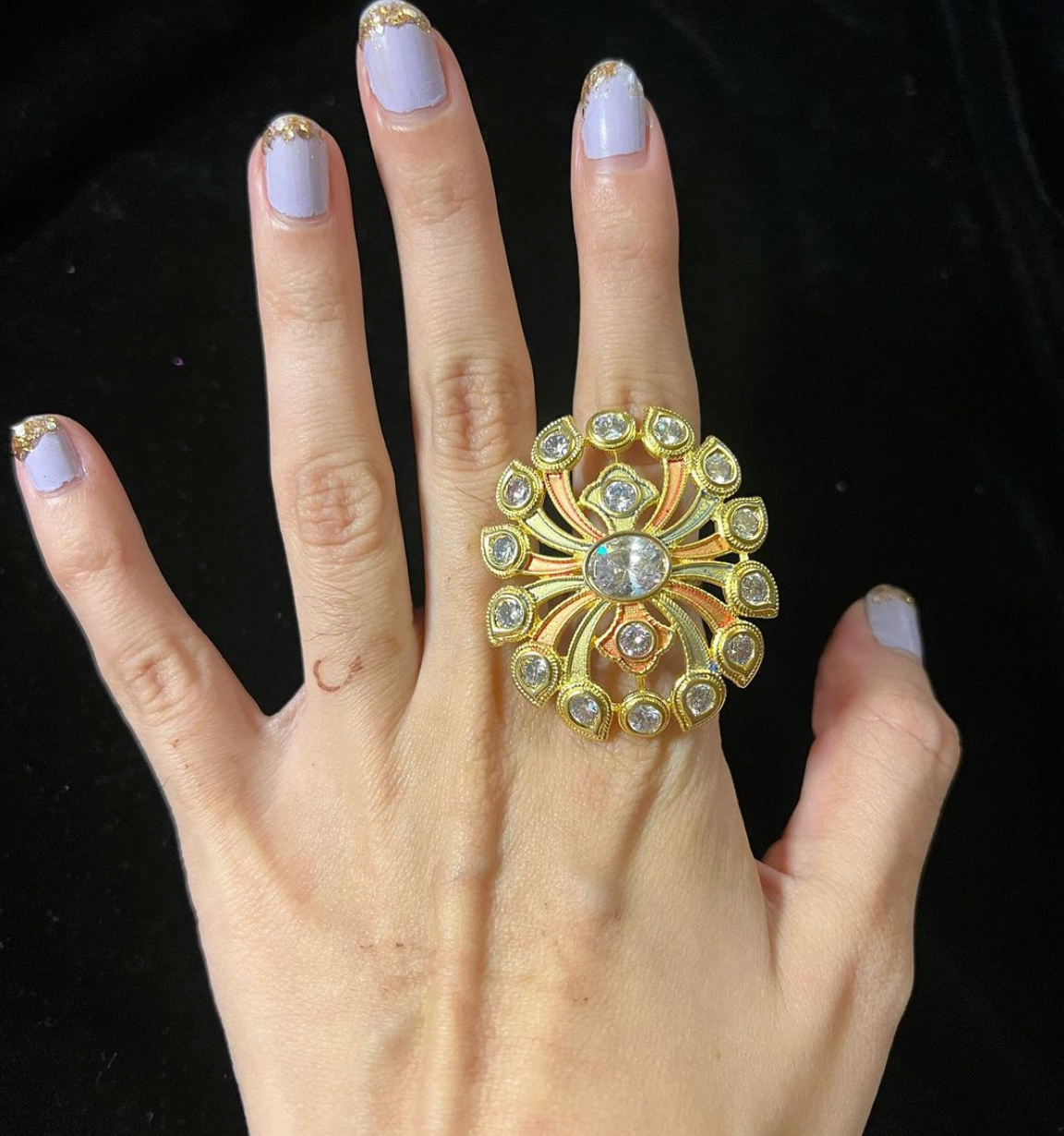 Kundan Statement Ring Adjustable Size