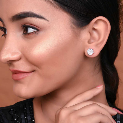 Starlight AD Solitaire White Zircon Stud Earrings for Ladies Officewear