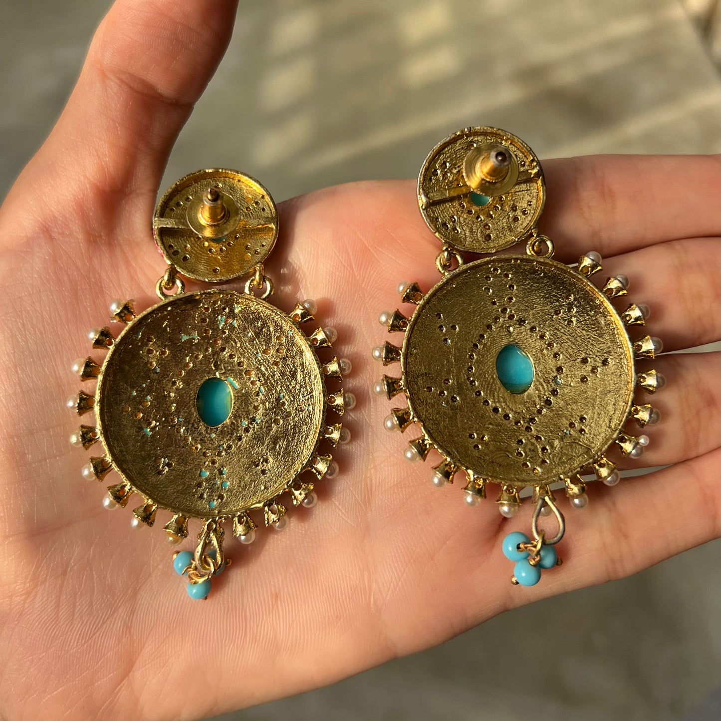 Ocean Blue Brass Otto Ethnic Earrings