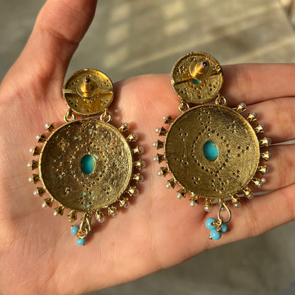 Ocean Blue Brass Otto Ethnic Earrings
