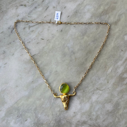 Bull Gold Plated Mens Necklace