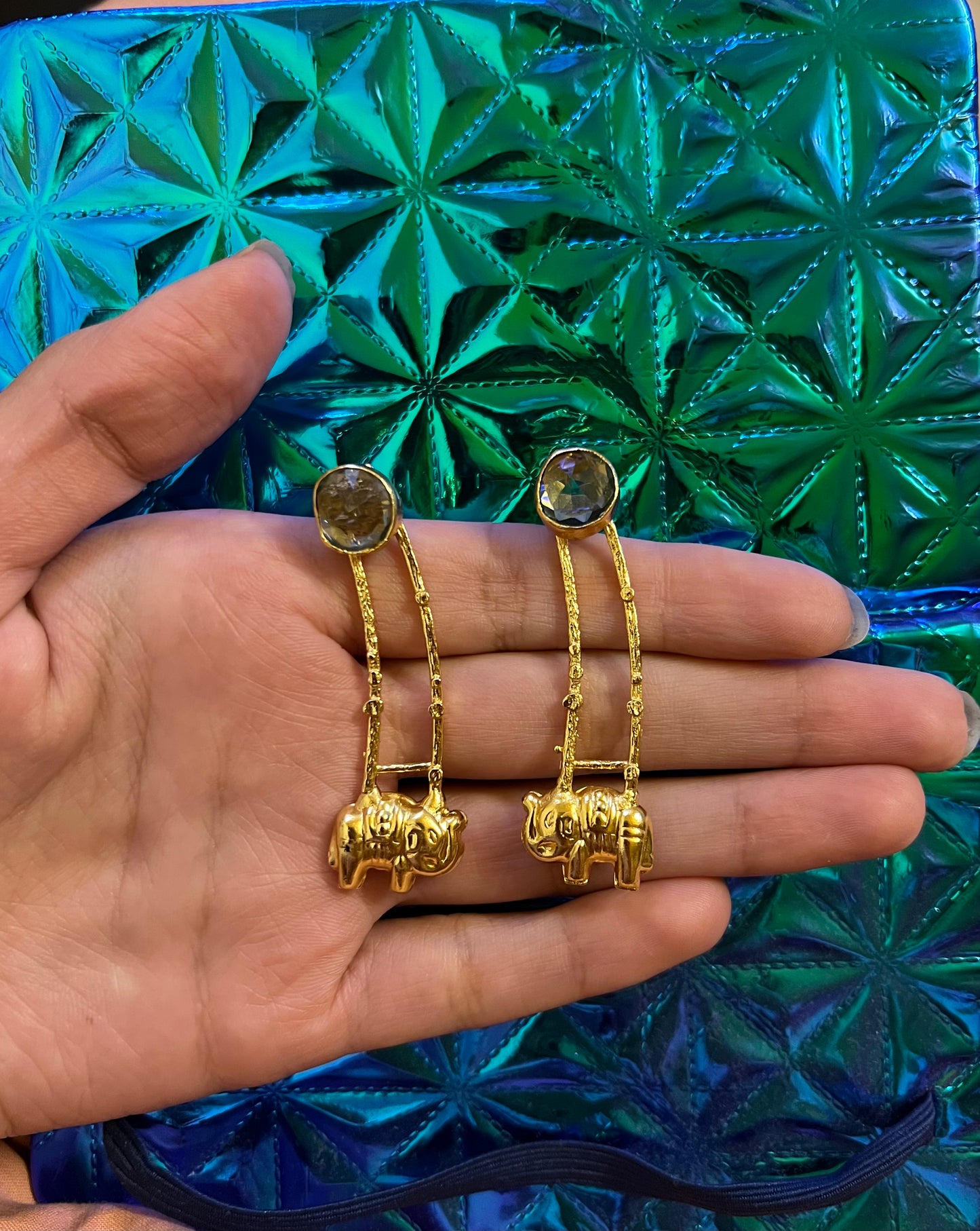 Elephant Minimal Gold Plated Drop Earrings