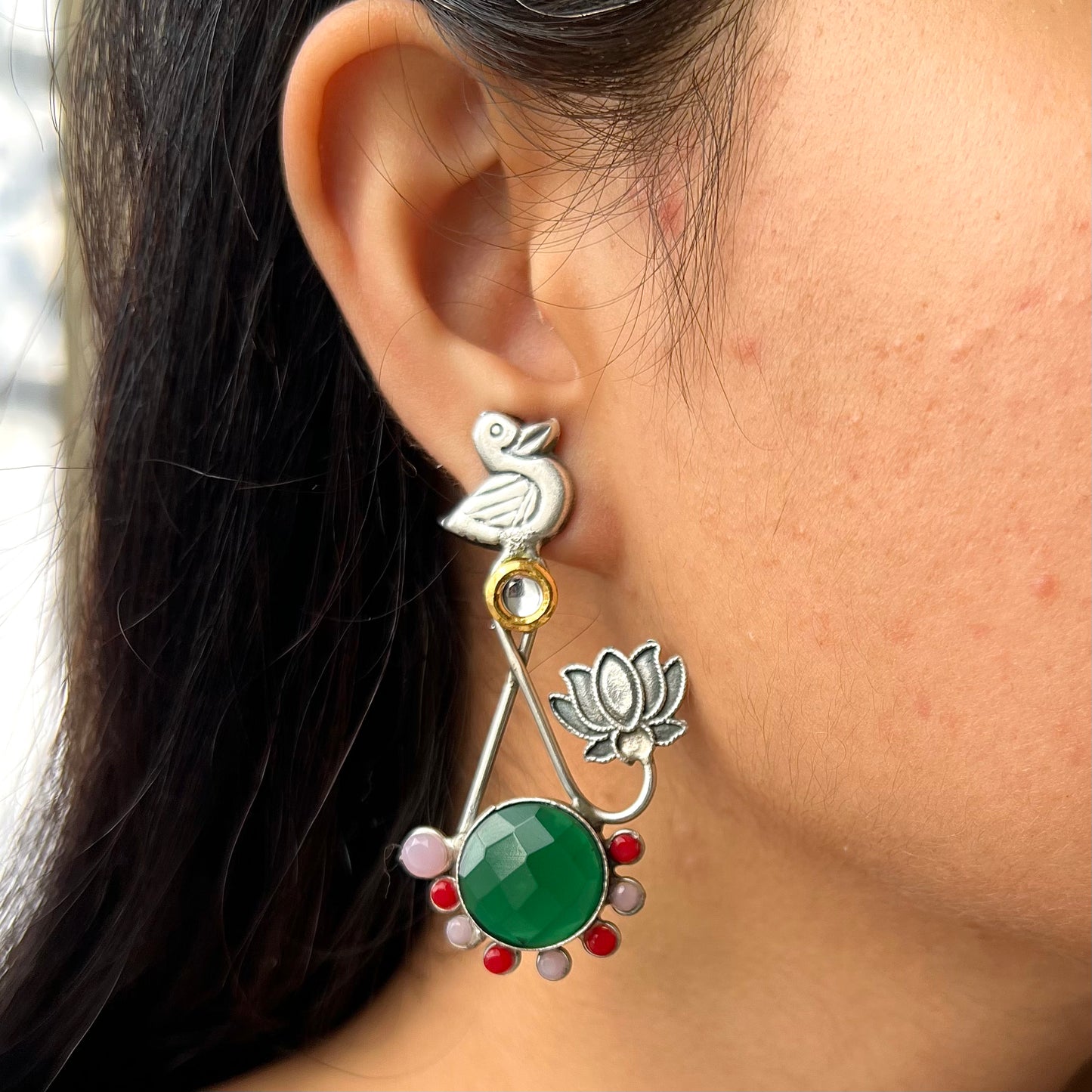 Phool Meel Silver Plated Earrings