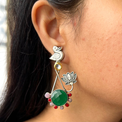 Phool Meel Silver Plated Earrings