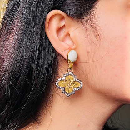 Antique Floral Trance Gold Plated Earrings