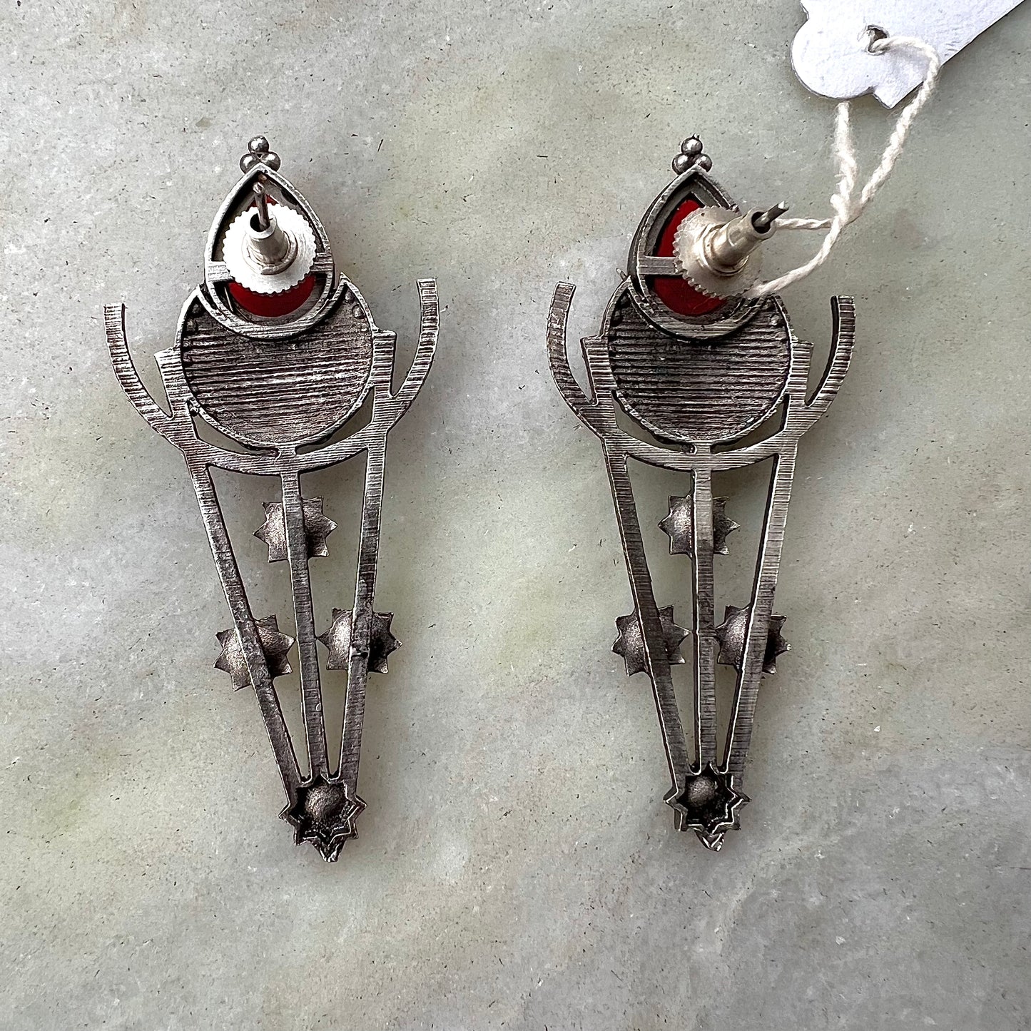 Lunar Clips Large Stud Earrings Red