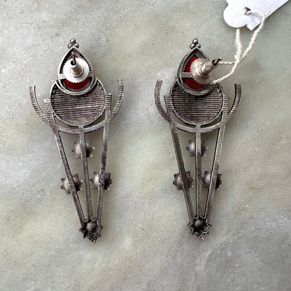 Lunar Clips Large Stud Earrings Red