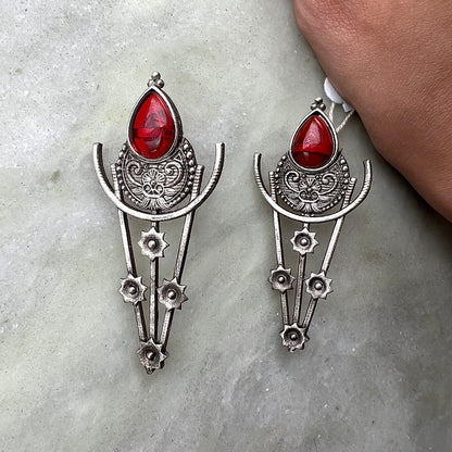 Lunar Clips Large Stud Earrings Red