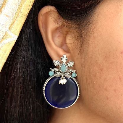 Victorian Deep Blue Stud Earrings