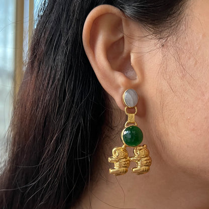 Elephant Crystal Gold Plated Earrings