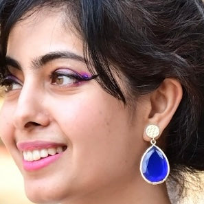 Royal Blue 18k Gold Plated Earrings