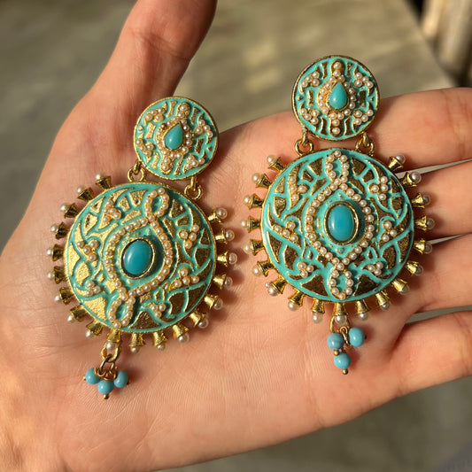 Ocean Blue Brass Otto Ethnic Earrings