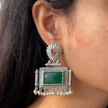 Green Gazette Oversized Stud Earrings