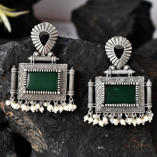 Green Gazette Oversized Stud Earrings