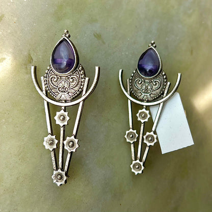 Lunar Clips Large Stud Earrings Purple