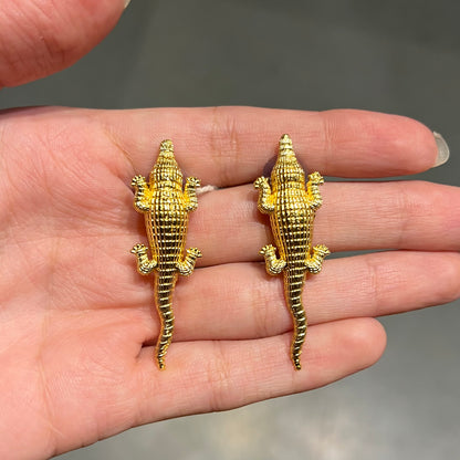 Alligator Brass Stud Earrings