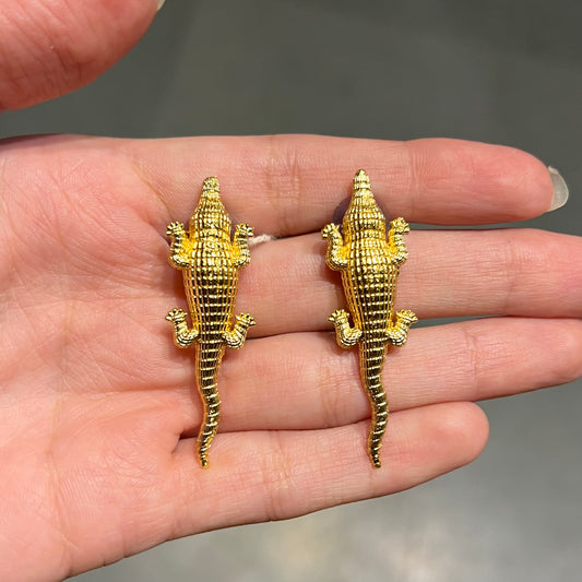 Alligator Brass Stud Earrings