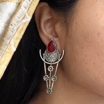 Lunar Clips Large Stud Earrings Red