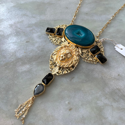 Lion Zeta Statement Gold Plated Collectible Nexklace