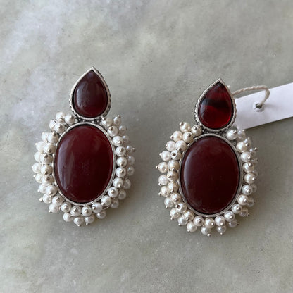 Mughal Wine Oversized Stud Earrings