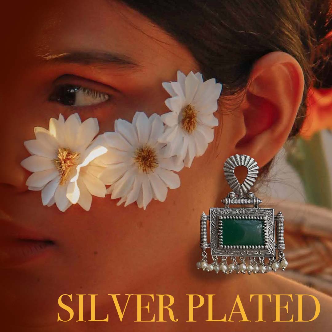 Green Gazette Oversized Stud Earrings