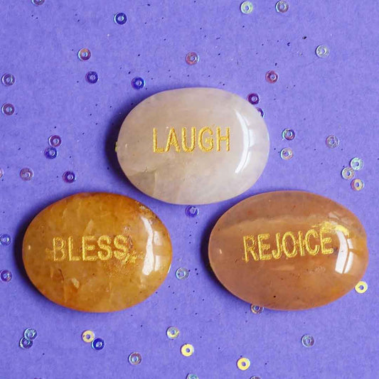 Peach Aventurine Crystal Set of 3 Affirmation Stones