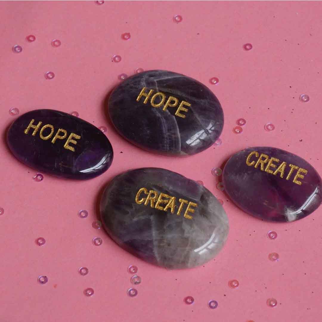 Amethyst Crystal Set of 4 Affirmation Stones