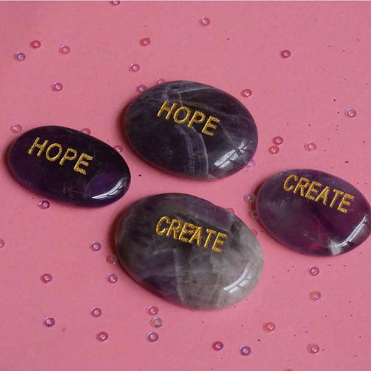 Amethyst Crystal Set of 4 Affirmation Stones