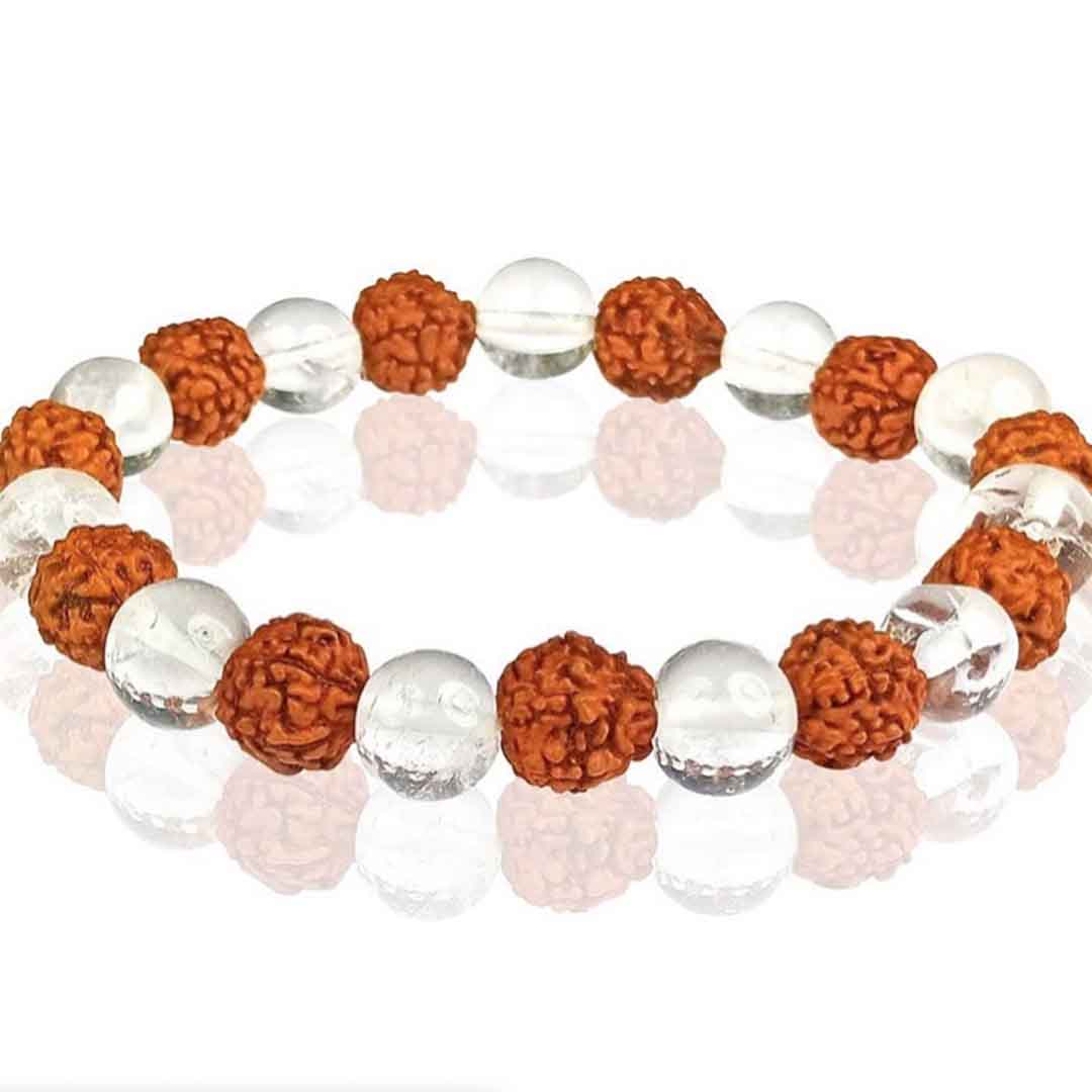Rudraksha Clear Quartz Crystal Bracelet