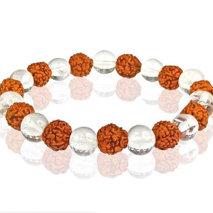 Rudraksha Clear Quartz Crystal Bracelet